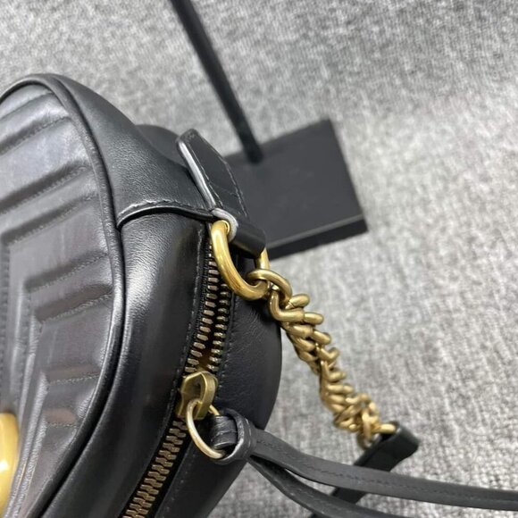 100% Authentic GUCCI Marmont Black Leather Small Shoulder Bag - Picture 8 of 16